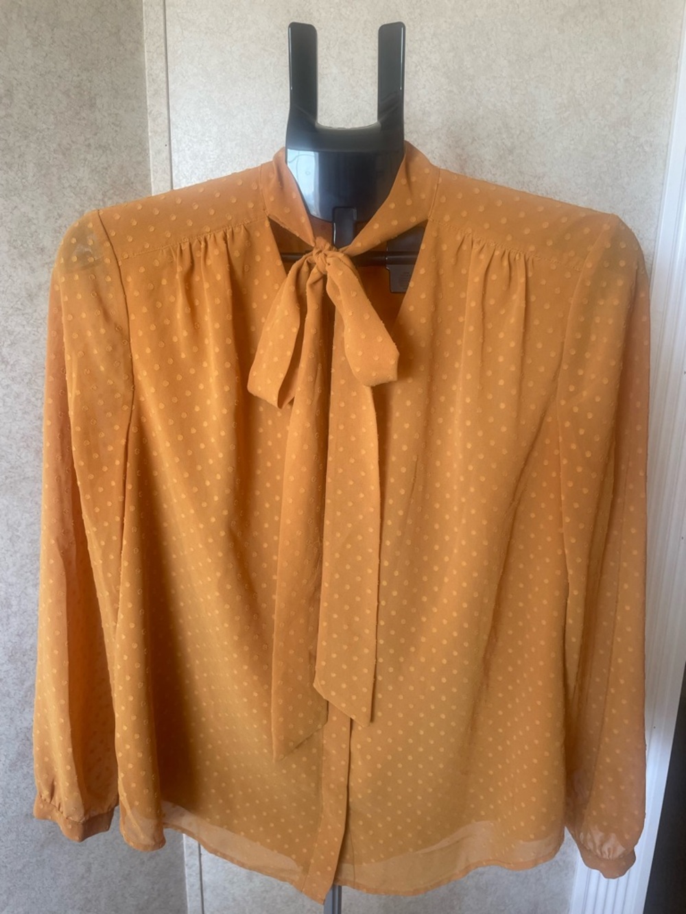 Chico's Top Golden Swiss Dot Blouse with Bow